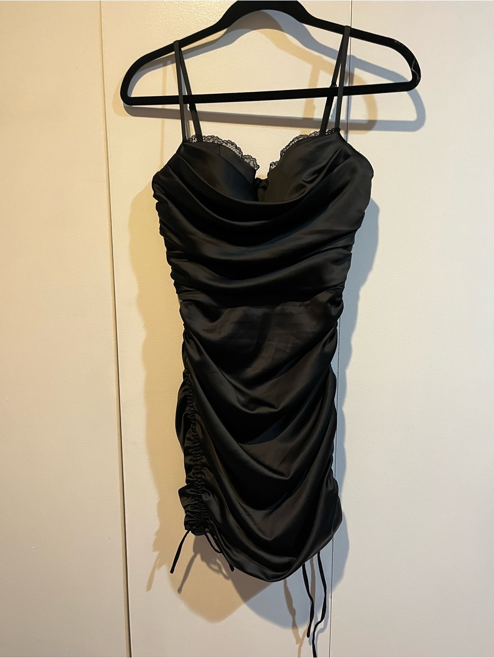 Oh Polly Black Satin Mini Dress
